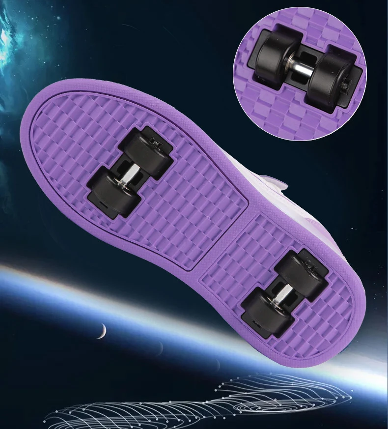 Rollschuh-Schuhe für Kinder, Jungen und Mädchen, blinkendes Licht, 4-Rad-Rollschuhe, LED-Licht, leuchtende Turnschuhe, Outdoor-Freizeitschuhe für Kinder – Detail 6
