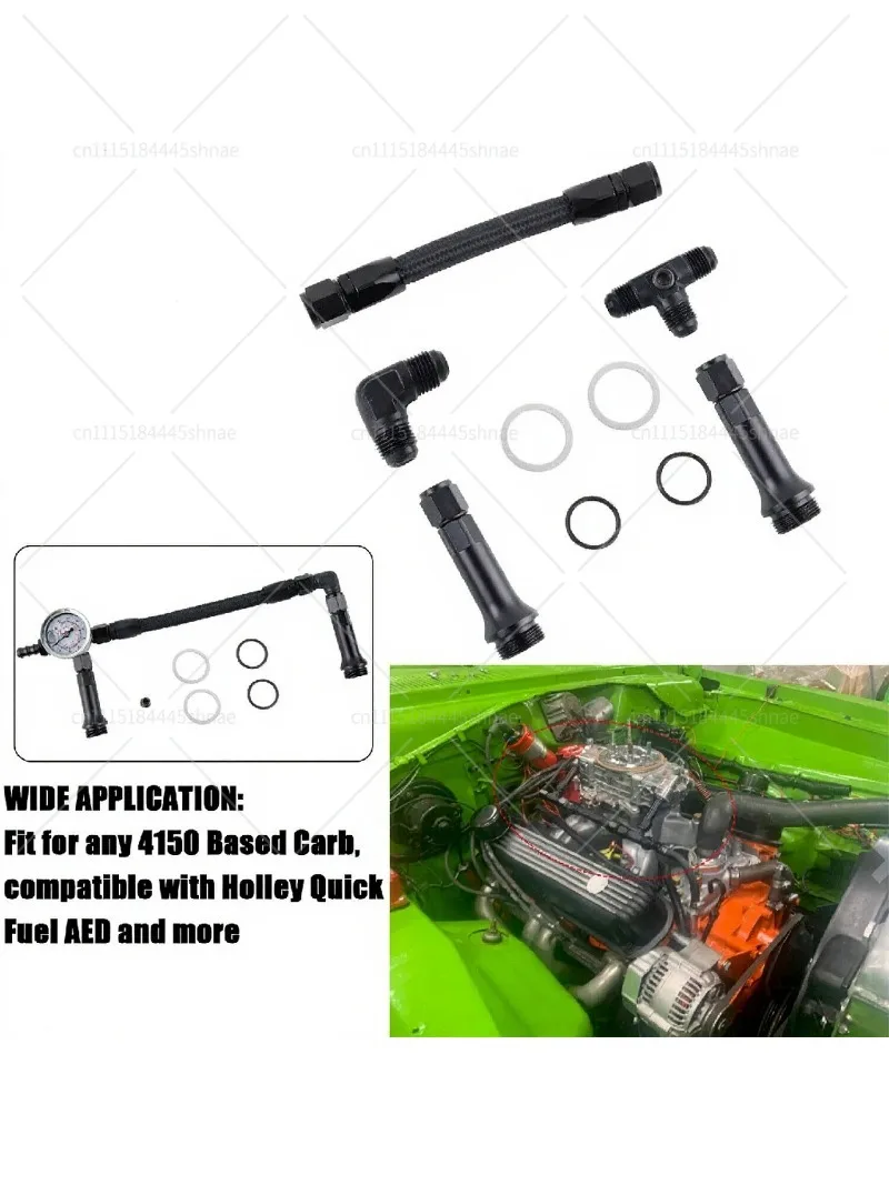 Braided AN6 Dual Feed Fuel Line Double Pump for Holley 4150 Carburetor with Vacuum Gauge