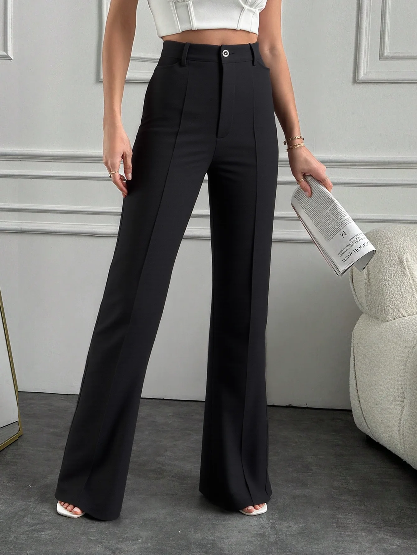 Printemps été femmes décontracté classique noir jambe droite costume pantalon trajet intelligent polyvalent pantalon nouvelle mode bureau porter