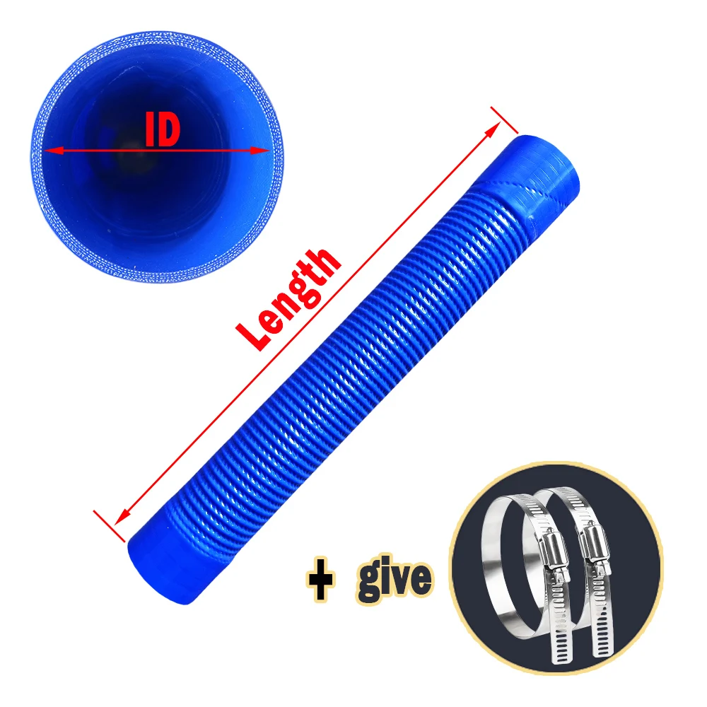 Universele auto siliconen flexibele slang blauwe luchtinlaatpijp radiator supercharger intercooler buis rubberen verbindingsstuk en twee klemmen