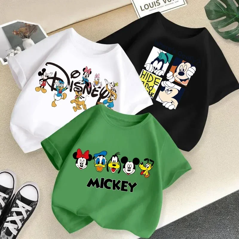 Summer Kids Cartoon Spring Cotton T-shirt 2023 Boy Girl Baby Print Minnie Donald Duck Mickey Mouse Cute Clothes T-shirt