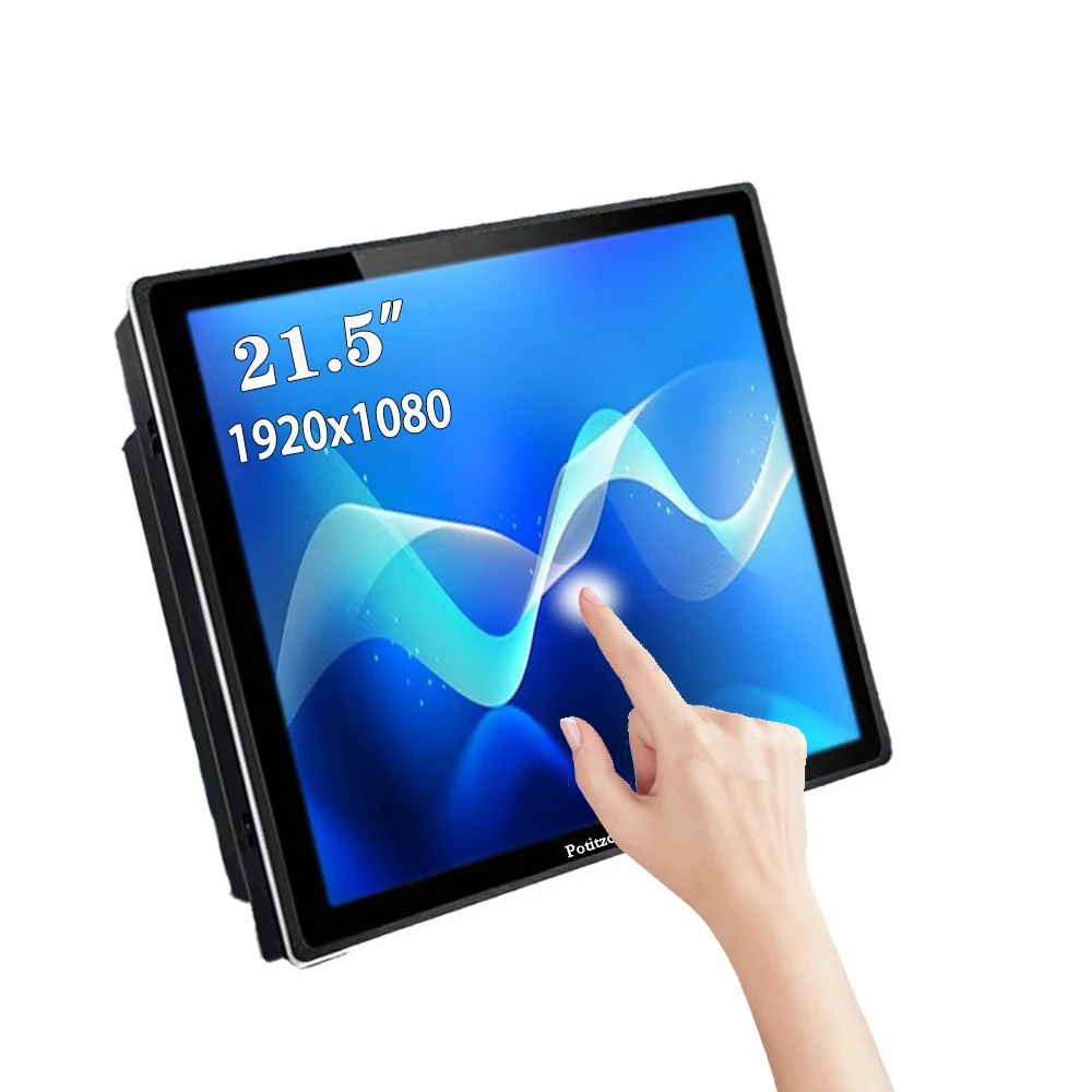 21.5/19/18.5Inch IP65 front waterproof Industrial Monitor 10Point Capacitive TouchScreen Monitor with HDMI/VGA/DVI/USB Interface