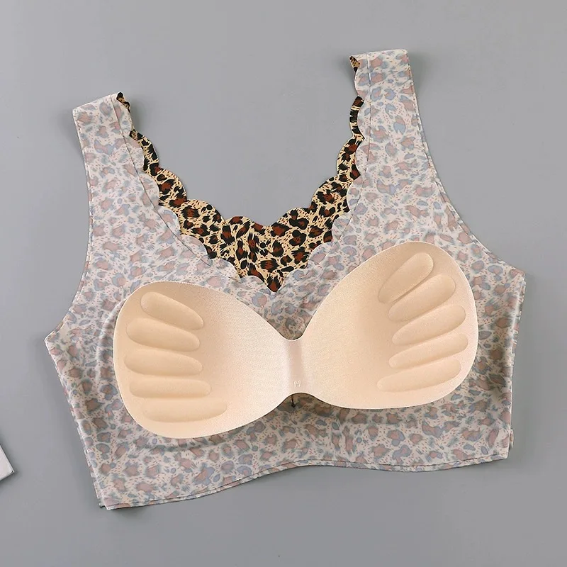 Sutiã sexy sem costura para mulheres, top acolchoado, bralette sem anel de aço, roupa íntima para senhoras, sutiã de tamanho grande