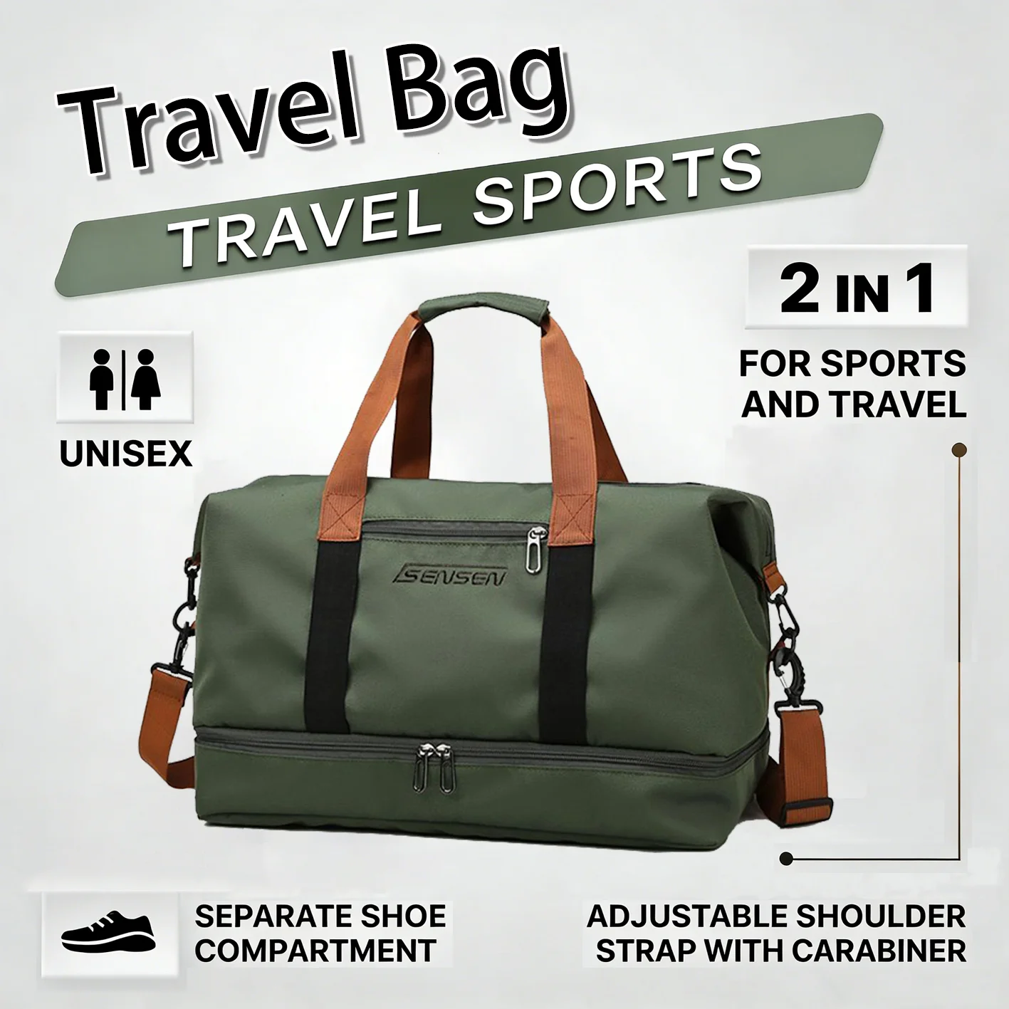 

Travel Bag Large-capacity Portable, Dry and Wet Separation Sports Fitness Bag, Suitable As A Travel Luggage Bag.