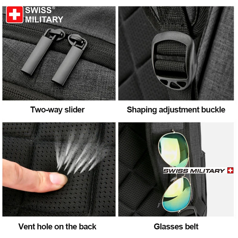 SWISS 15 inches Laptop Backpack Waterproof USB Charge Port School Mochilas Multifunctional Rucksack  Mochila Hiking Travel Bag