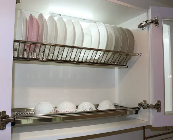 Cabinet 201 Stainless Steel Double Bowl Tray Drain Rack Kitchen Hanging Cabinet Dish Rack