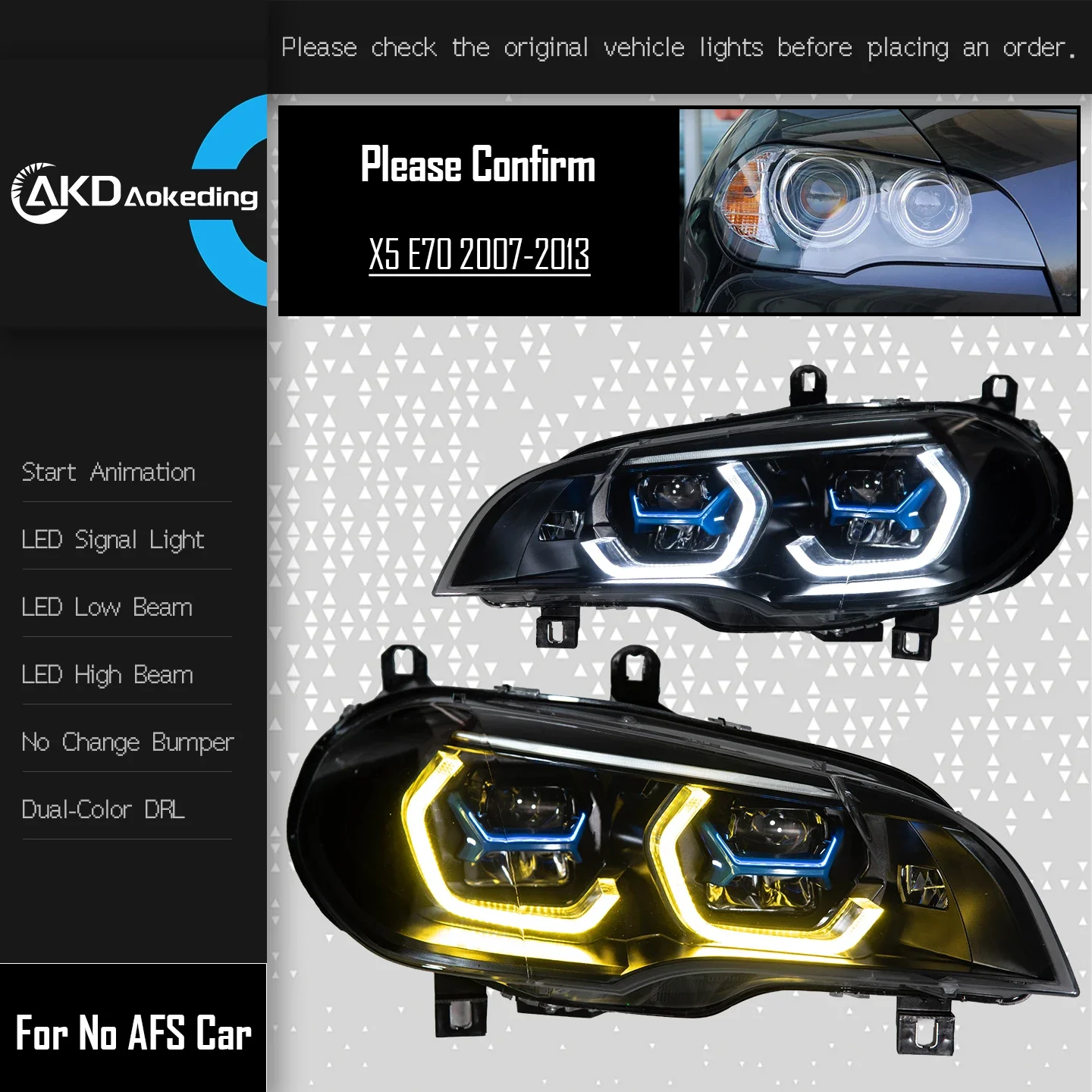 KQX KQX Autostyling koplamp voor BMW X5 koplampen 2007-2013 E70 LED koplamp Angel Eye DRL signaallamp HID auto-accessoires