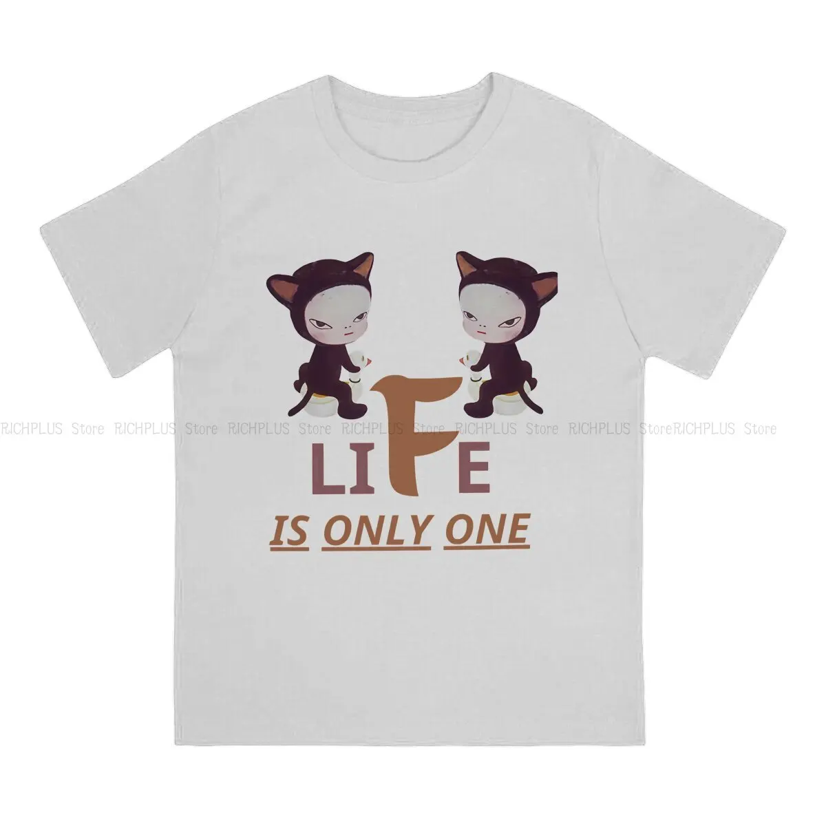 Life is Only One Men TShirt Yoshitomo Nara Crewneck Short Sleeve Polyester T Shirt Humor Gift Idea