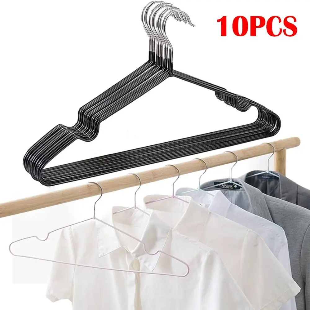 10PCS Clothes Hanger Non-Slip Rubber Coated Metal Shirt Blouse Hanger Heavy Duty Coat Suit Rack with Round Notches Dress Holder