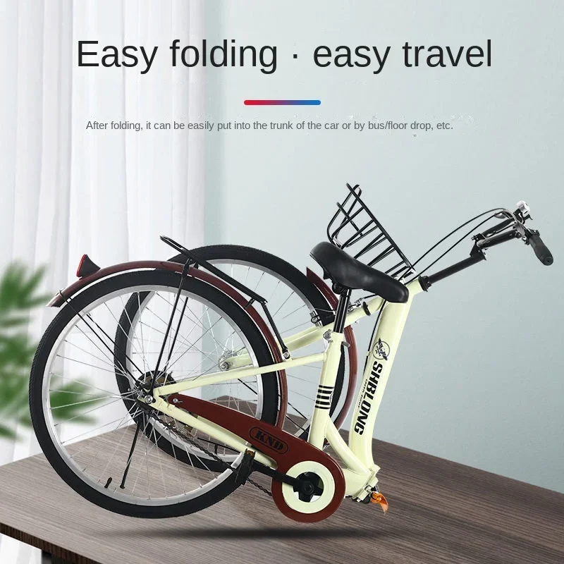 

Bicycle Female Folding Adult Bike Male and Female Student Bike Solid Tire 24 Inch Portable Commuter Car