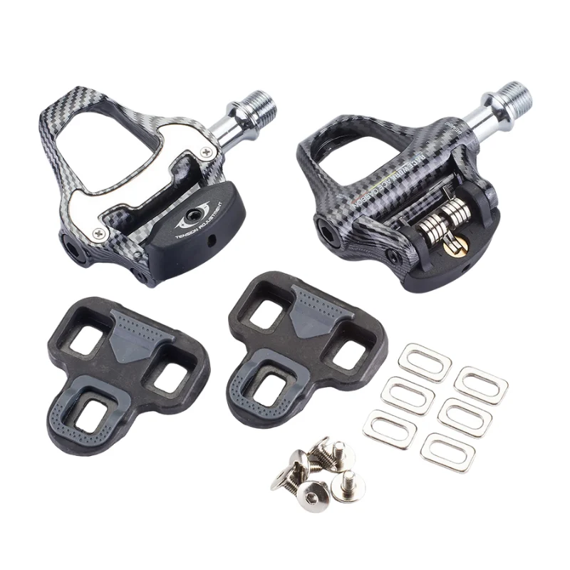 RACEWORK Road Bike Pedals Carbon Fiber 4 Bearings Suitable forKEO and SPD System with Cleats Ultralight Bicycle Parts