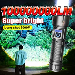 Powerful LED Flashlight Super Bright Rechargeable Portable Ultra Power Torch Zoomable Lamp Outdoor Emergency Camping Lantern