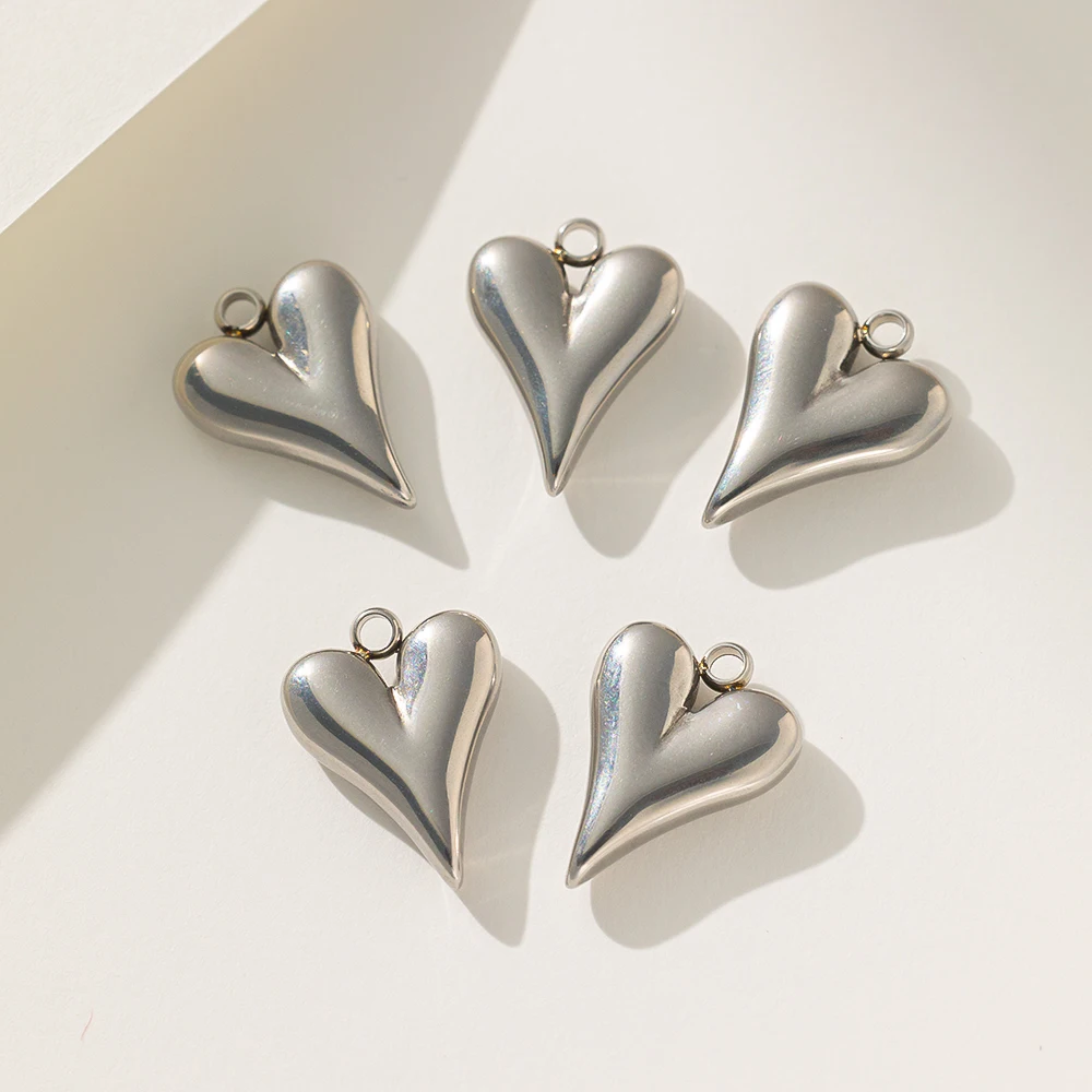 5pcs Stainless Steel Gold Love Heart Charms Pendants for DIY Jewelry Findings Women Necklace Bracelets Supplies Earrings Making view 6