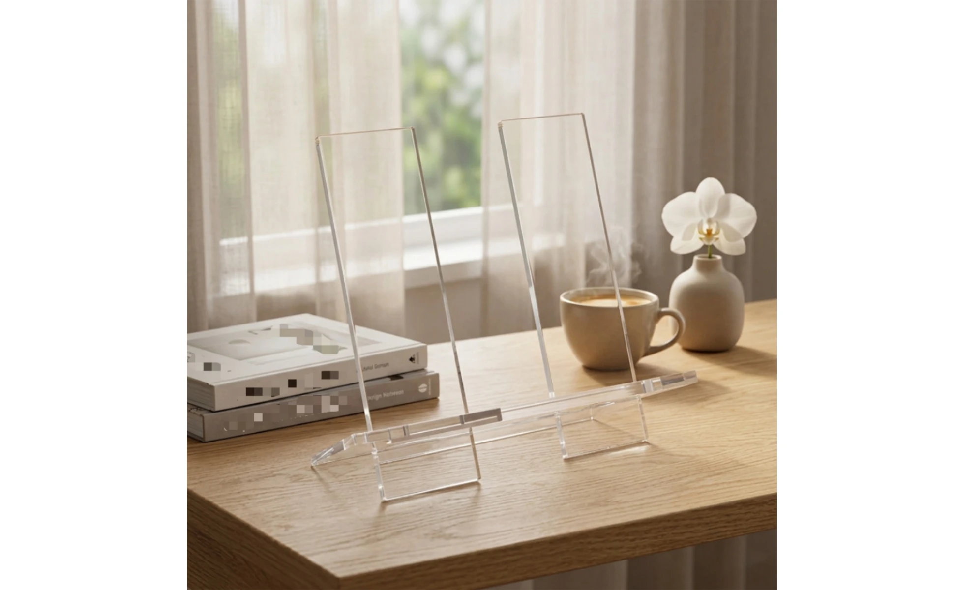 Book Stand with Upright Panels Transparent Acrylic Book Stand Display Riser Clear Minimalist for Collectors, Living Room