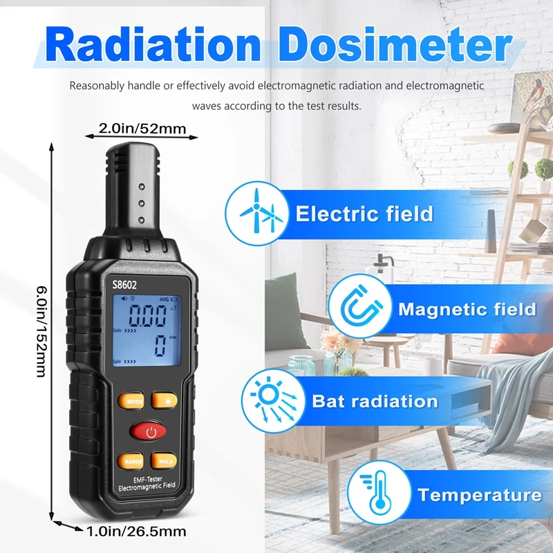 3-In-1 Radiation Dosimeter Counter Geiger EMF Meter Automatic Alarm Real-Time Measure Radiation Detector Tester