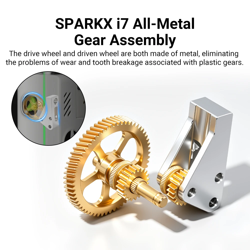 SPARKX I7 All Metal/Plastic Gear Assembly Kit Strong Wear Resistant Drive Wheel Driven Wheel Long Service Life For I7 Extruder