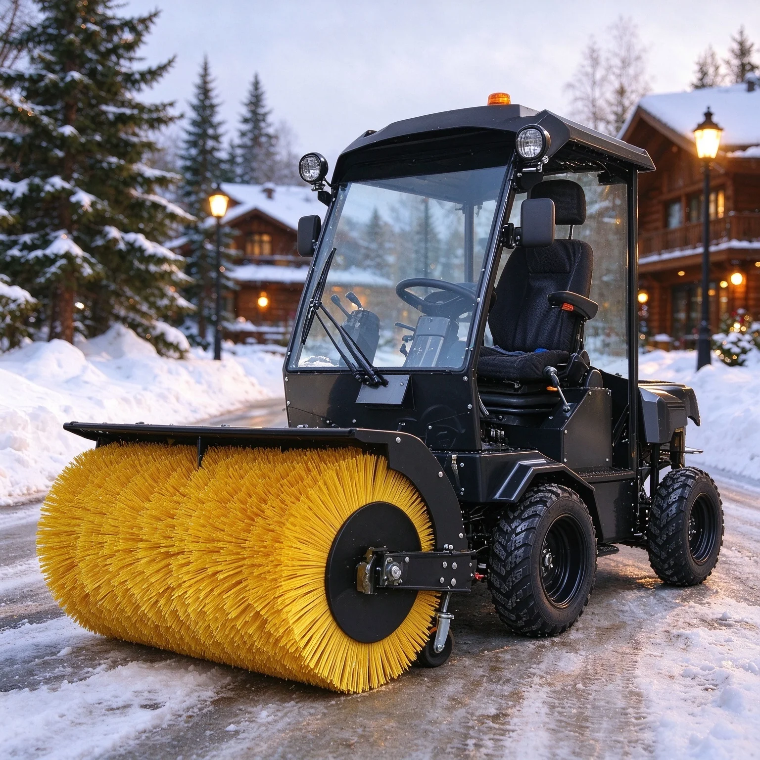 Hand Push Snow Sweeper Self Propelled 800mm Working Width Nylon Roller Brush 196cc Powered 3 Working Heads Yard Snow Clearing