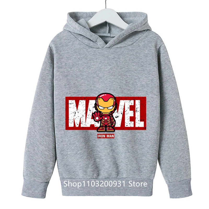 2024 New Spring/Summer Marvel Iron Man Hoodie Boys Girls Students Children Fashion Casual Hoodie