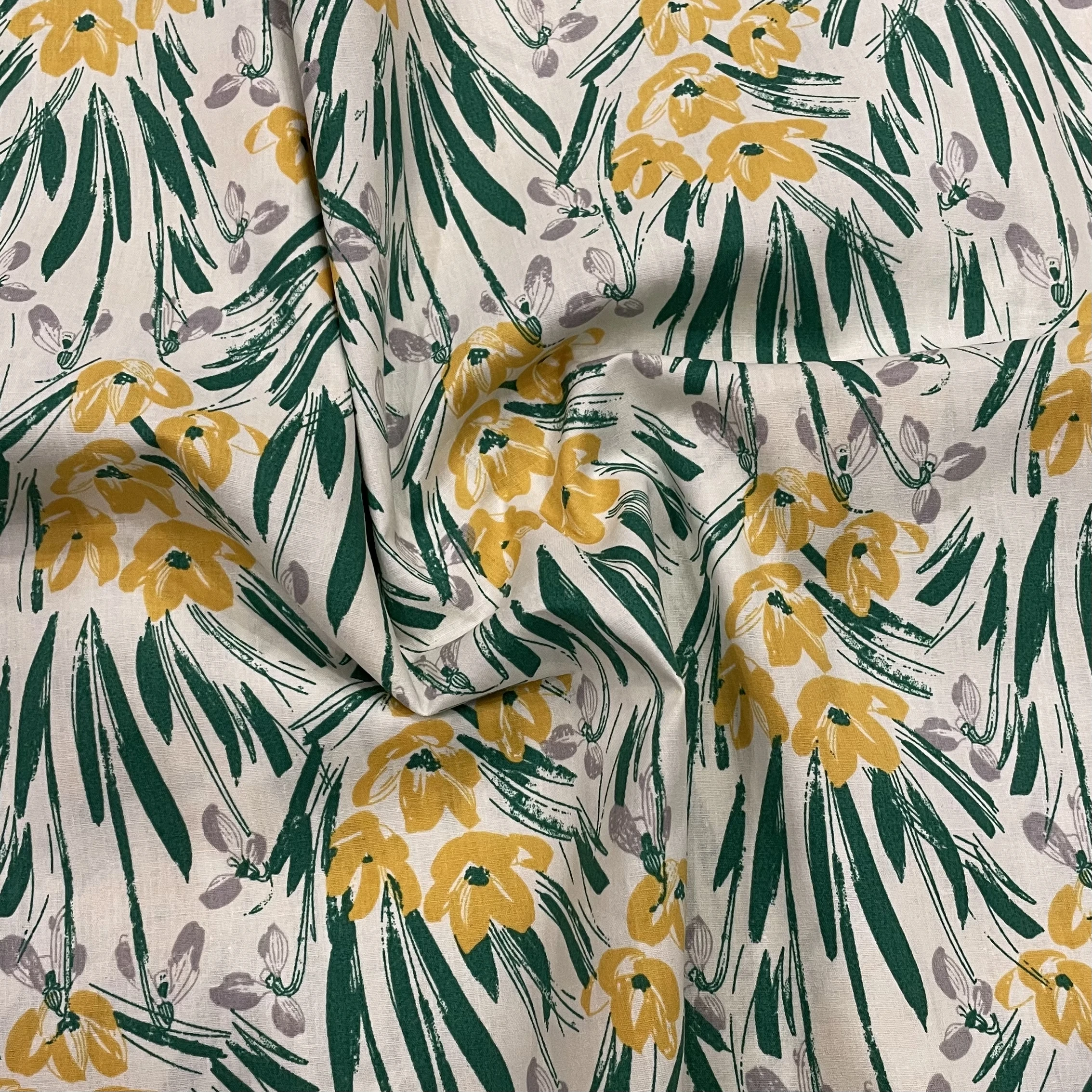 Tissu à fleurs vert forêt, 100% coton, pages similaires des années 40, tissu imprimé numérique pour la couture, jupe de robe de gril, popeline de