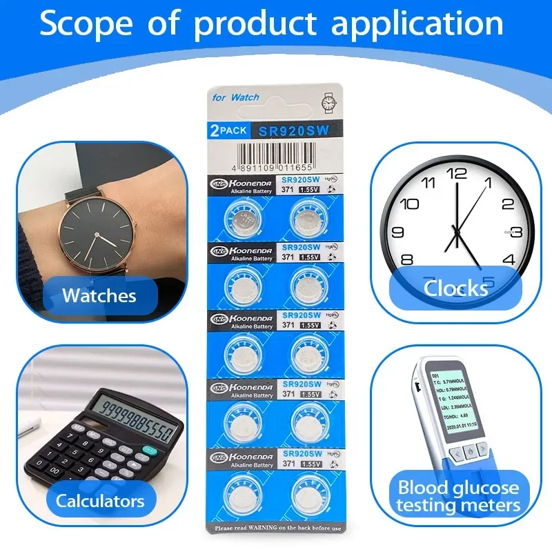 10PCS 1.55V AG6 371 SR920SW LR920 SR927 171 370 L921 LR69 SR920 Button Batteries For Watch Toys Remote Cell Coin Battery