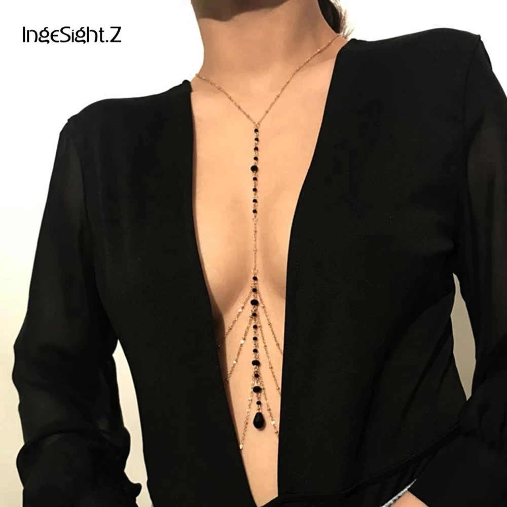 IngeSight.Z Estilo Simples Cadeia Colar Belly Body Cadeia Moda Sexy Cobre Lantejoulas Corpo Cadeia Jóias para As Mulheres Praia Festa