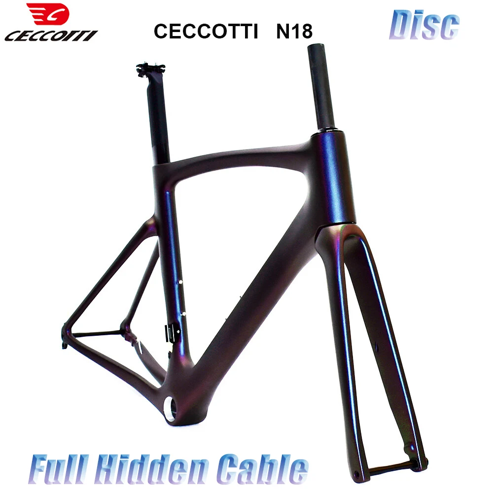 CECCOTTI chameleon Color Disc Brake Carbon Bicycle  Frameset Full Hidden Cable Ruting Road Bike Frame