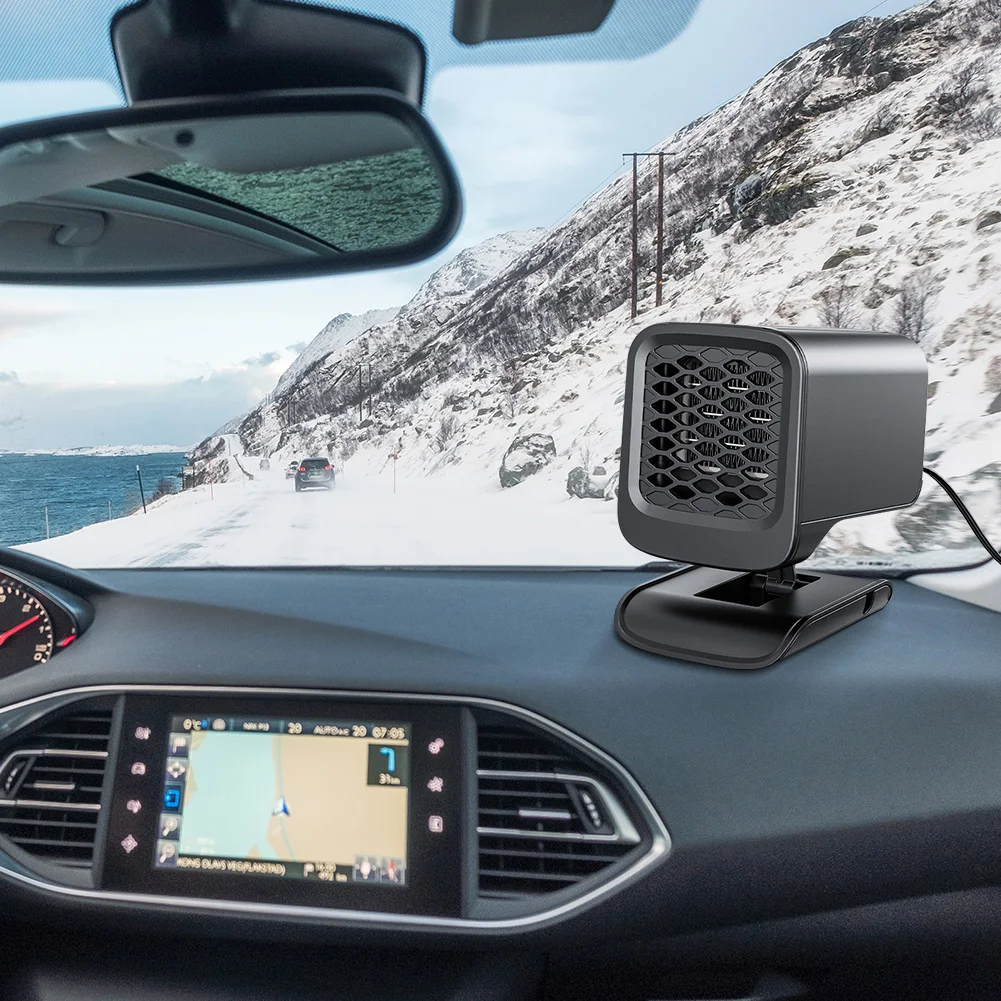 

Портативный автомобильный обогреватель-вентилятор 360 ° Поворотный автомобильный вентилятор-обогреватель, подключаемый к прикуривателю, для охлаждения и обогрева, автомобильные аксессуары