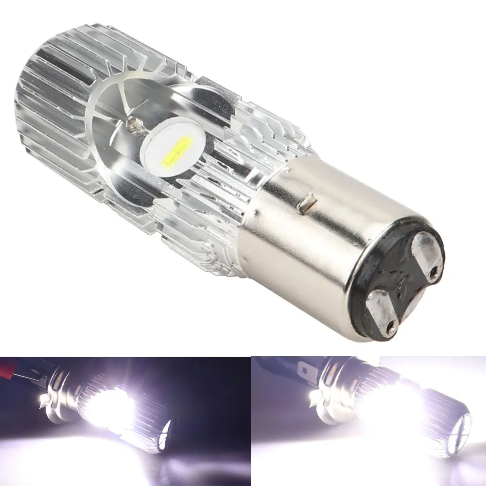 pcs H4 BA20D High Quality LED Moto H6 Motorcycle Headlight Bulbs Hi Lo Lamp White Light Scooter Accessories DC 12V 6000K