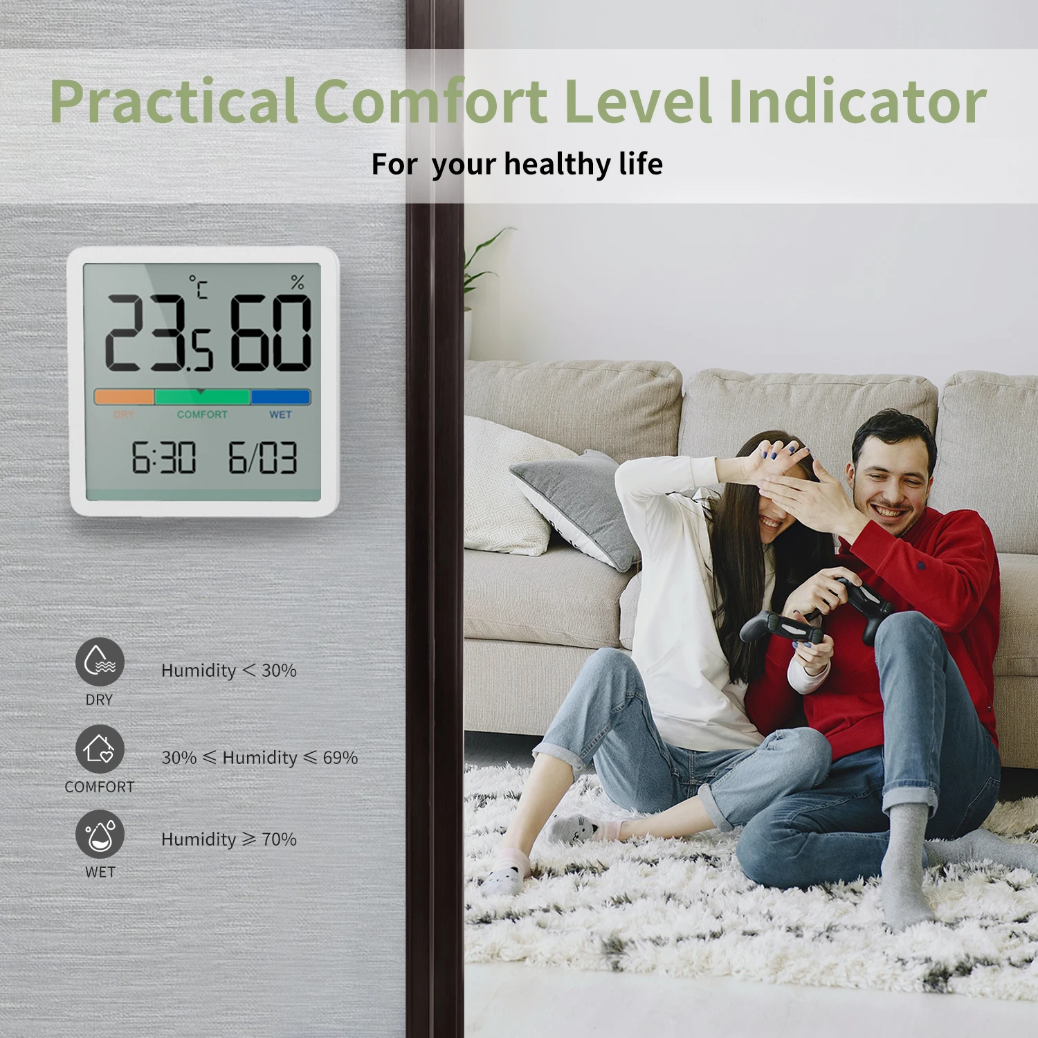 Lcd digital higrothermograph interior termômetro higrômetro casa quarto bebê ambiente monitor de temperatura medidor umidade