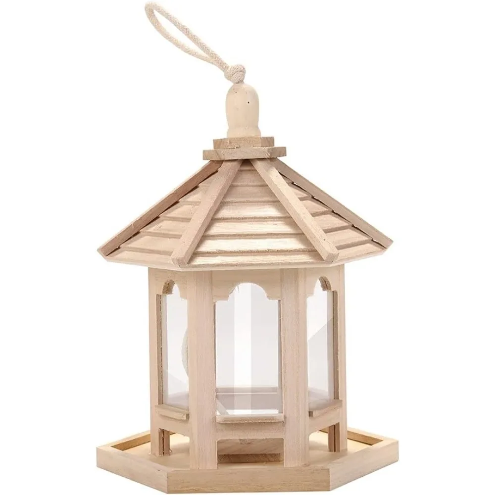 

Wooden Bird Feeders Hanging Type Outdoor Pet Bird Seeds Food Feeder Tree Garden Snacks Bucket Holder Bird Feeder