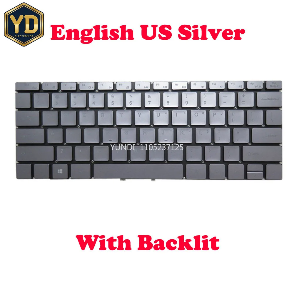 YD Laptop Backlit Keyboard For Teclast F6 Air English US Black Silver New