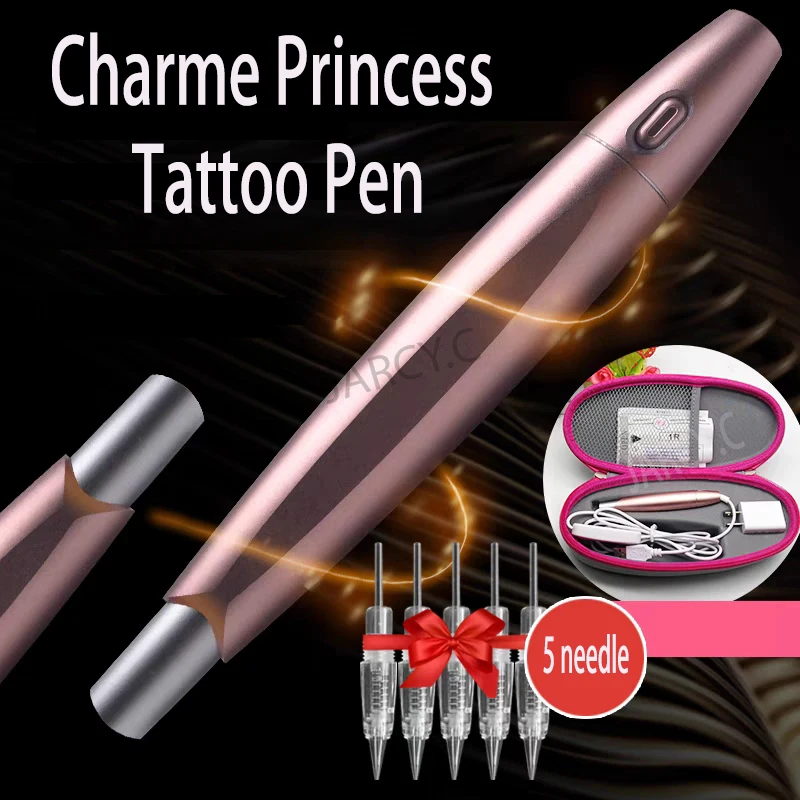 

Newest Professional Makeup Tattoo Pen Machine Permanent Eyebrow Lip Contour Pen Beauty Art Tattoo Gun with Cartridge Needles