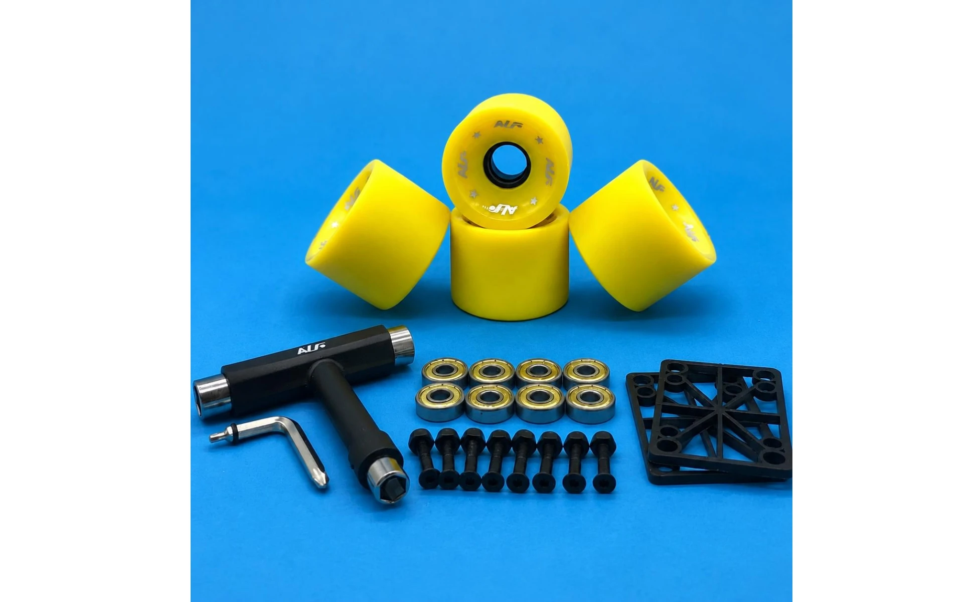 Longboard Wheel Set High Rebound Skateboard Wheels and Bearings Longboard Wheel Kit Shock Absorption Sports Gear Even Rolling