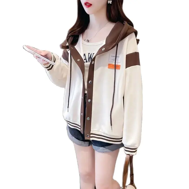 

Online Celebrity Baseball Uniform Sweater College Wind In Spring And Autumn New Students Korean Version Of Casual Hooded Coat.