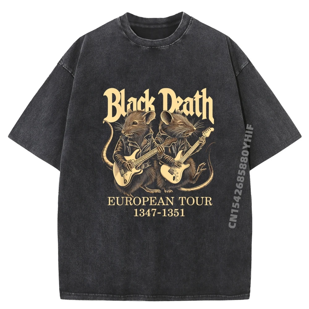 

Футболки с короткими рукавами Black Death European Tour Ren, удобные хлопковые молодежные футболки премиум-класса, забавные потертые футболки в стиле ретро, скидка