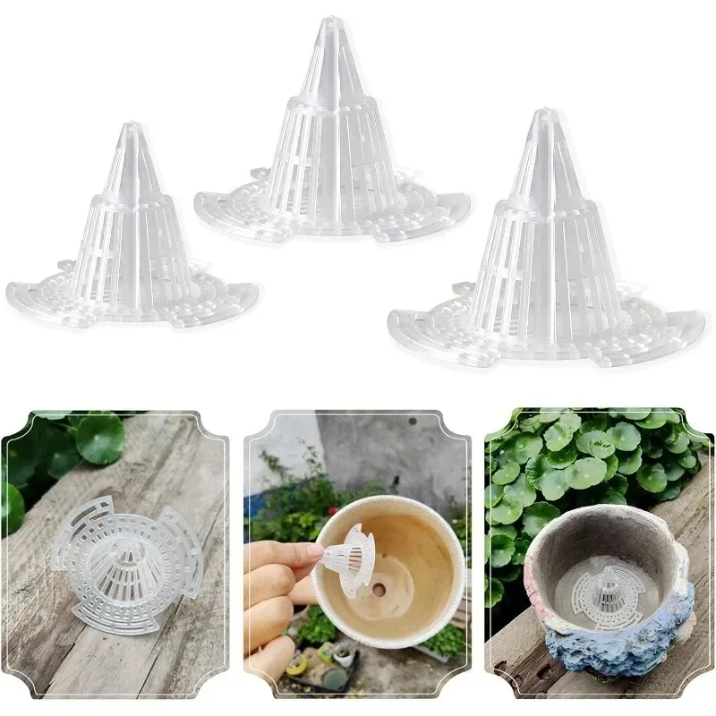 6PCS Drainage Screen for Plants Bonsai Gardening Flower Pot Hole Mesh Pad Plastic Cone Bottom Grid Gasket Drain Mat Cover