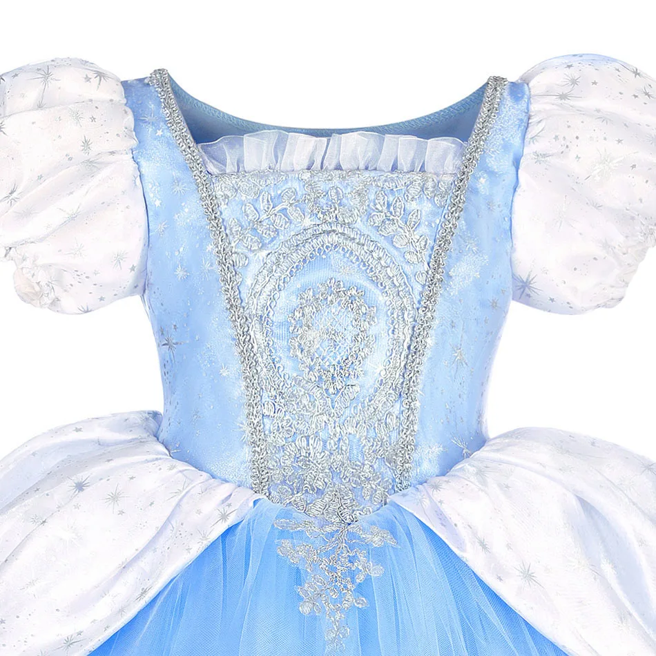 Mädchen Cinderella Prinzessinnenkleid Puffärmel Stickerei Pailletten Tüll Ballkleid Halloween Cosplay Geburtstagsfeier Karnevalskostüm – Detail 5