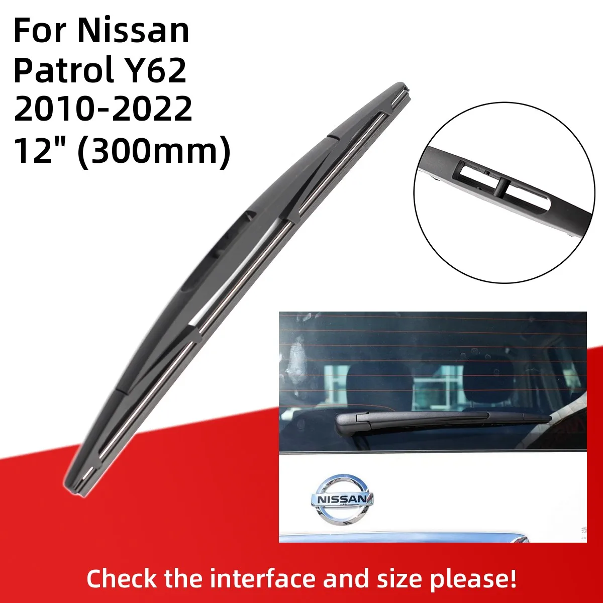 For Nissan Patrol Y62 2010-2022 Front Rear Wiper Blades Brushes Cutter Accessories J Hook 2012 2013 2014 2015 2016 2017 2018