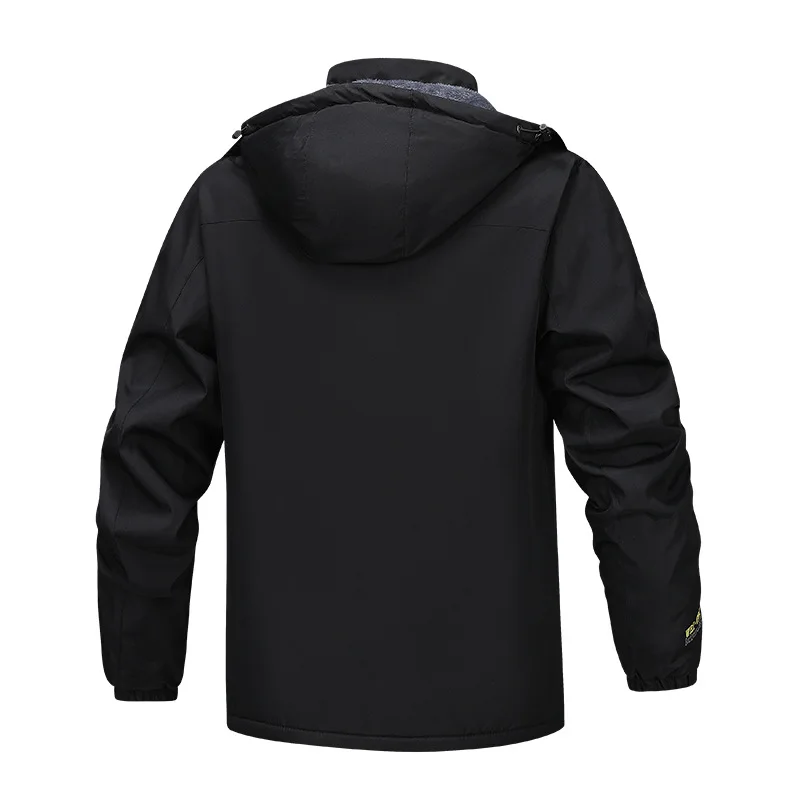 Men's Fleece-Lined Thickened Cotton-Padded Jacket Windproof Waterproof Fashionable Autumn Winter Outerwear