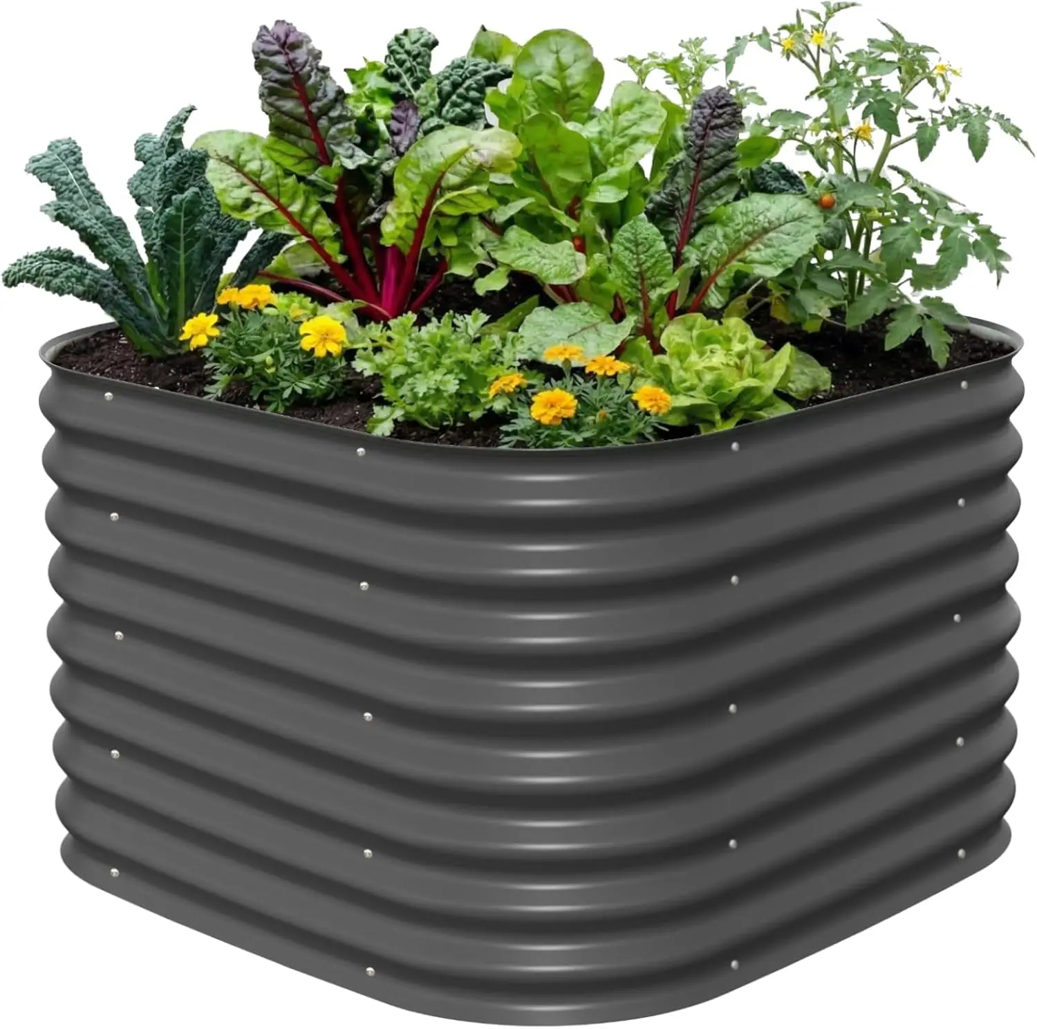 

26" Extra Tall Raised Garden Bed Kits, 4 in 1 Modular Raised Planter Box for Vegetables Flowers Fruits Oval Metal Raised