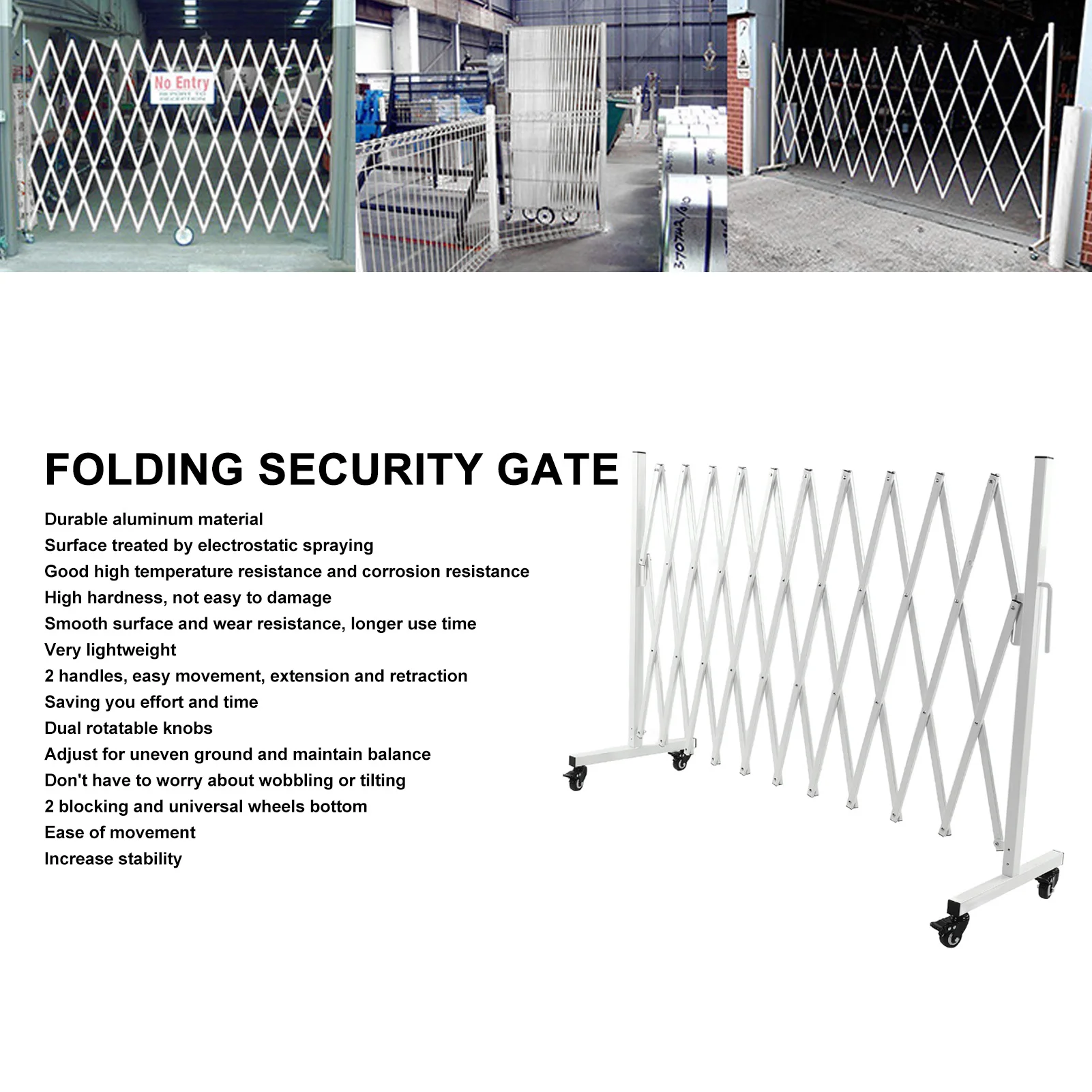 Retractable Driveway Gate Wear Resistant Metal Expandable Barricade Gate Easy To Move 130in Aluminum Effort Saving for Garden