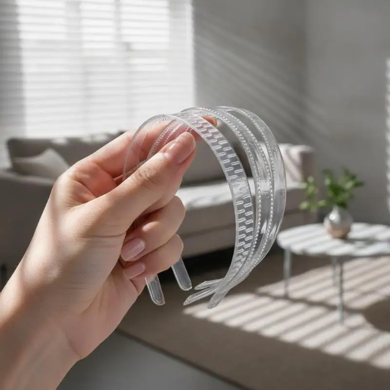 10 Stück Transparente Haarbänder Haarreifen Gezahnte Rutschfeste Klare Plastik-Stirnbänder DIY Haarspange Minimalistisches Koreanisches Haarband – Detail 2