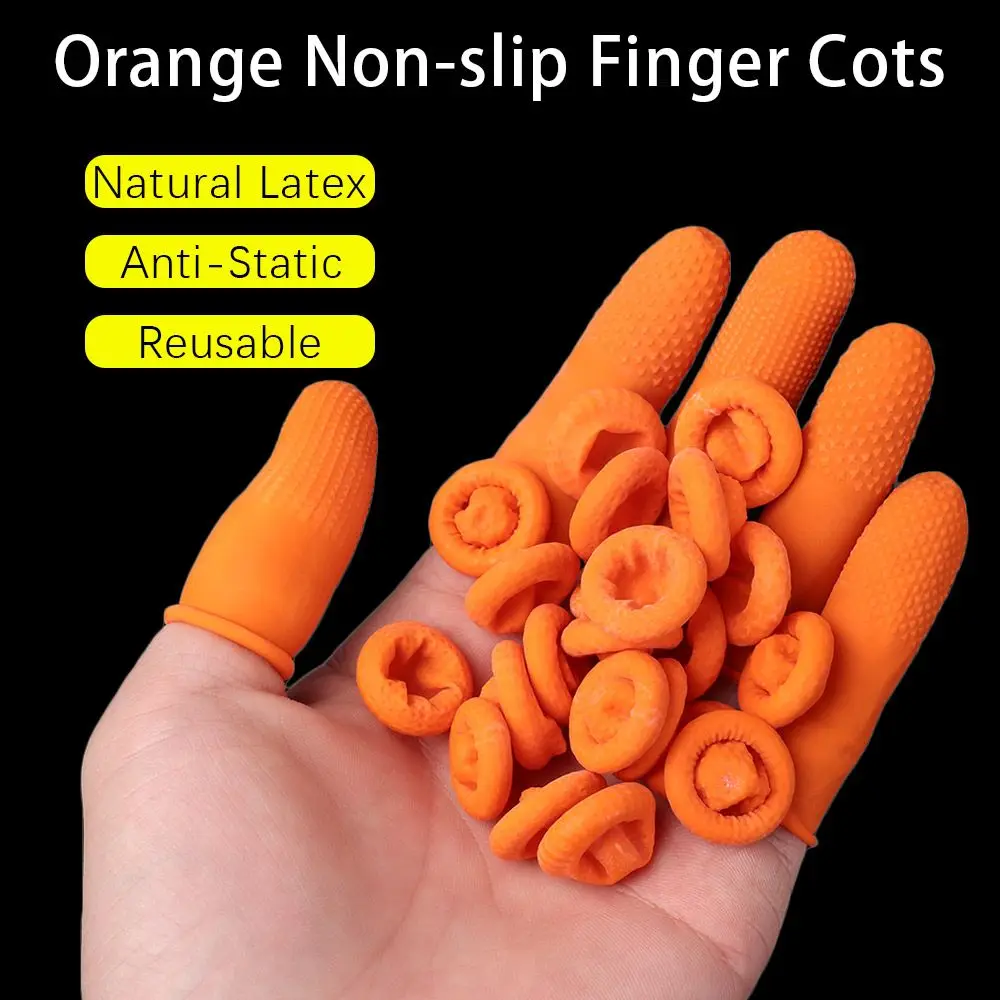 100PCS Reusable Fingertip Protective Nail Art Tool Rubber Gloves Orange Finger Cots Protector Gloves Finger Cover