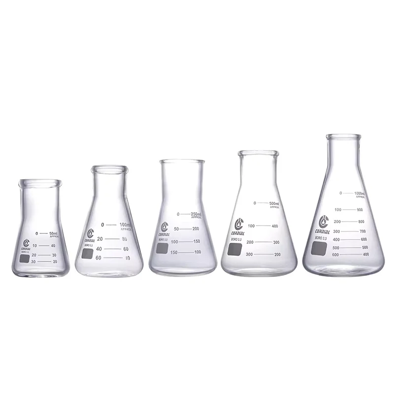 lab Erlenmeyer Flask Narrow Neck Experimental Bottle Conical Flask 10ml 25ml 100ml 250ml 500ml 1000ml 1235L