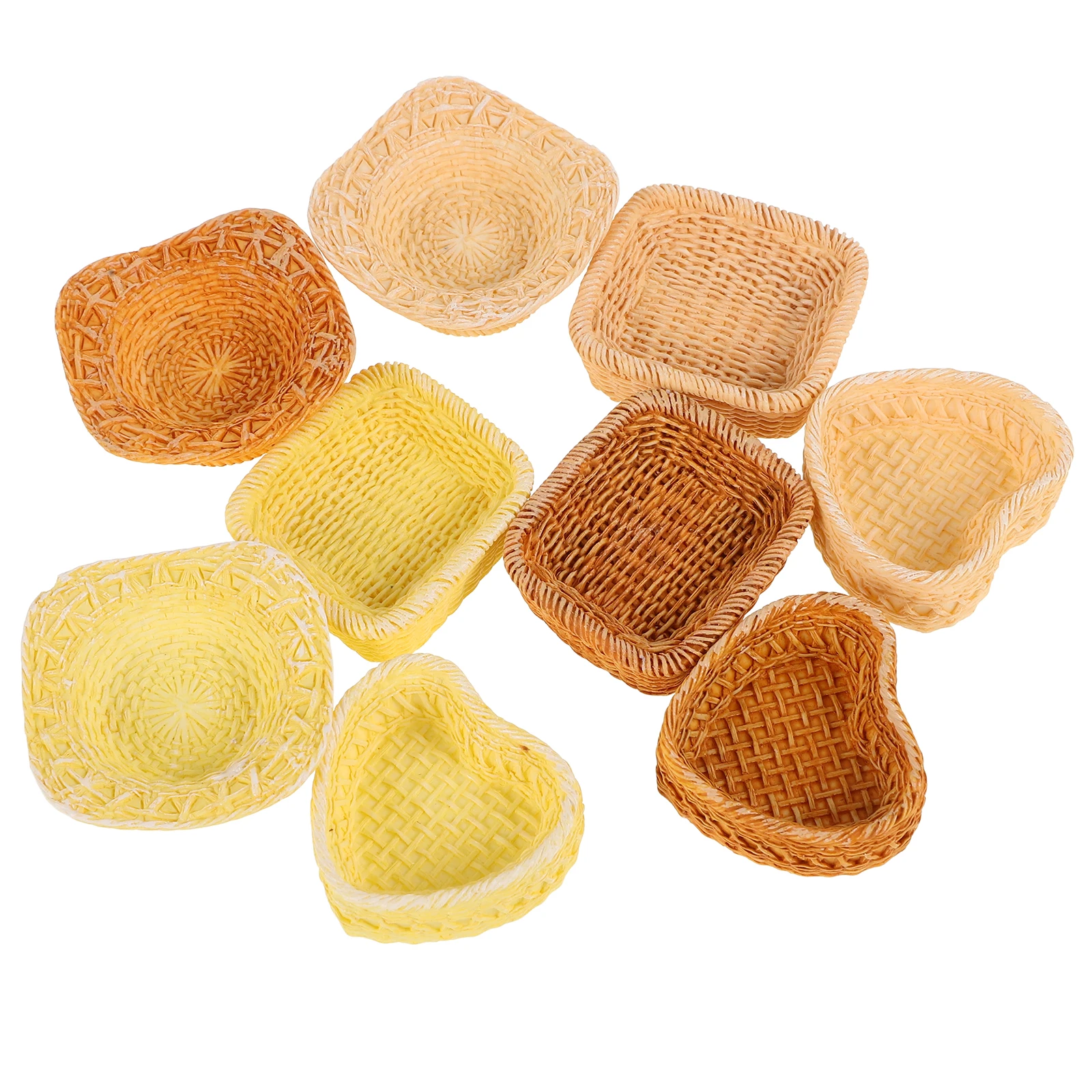 

9 Pcs Miniature Rattan Woven Basket Baskets Decorative Accessories for Dollhouse Miniatures Home Miniatures Ornament Rattan