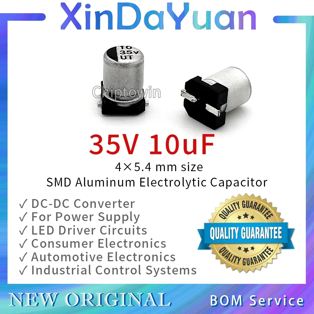 Condensateur électrolytique en aluminium SMD, 35V, 10uF, 4 × 5.4mm, faible ESR, 50 pièces