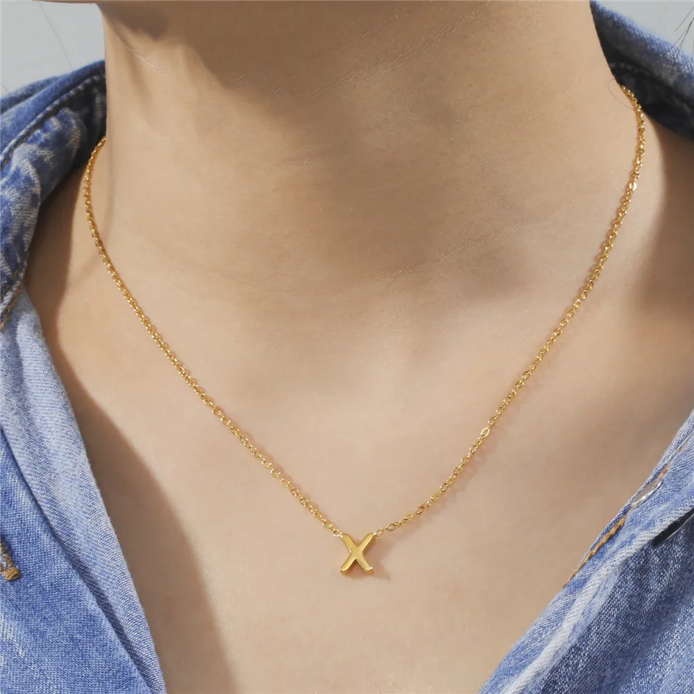 Cazador Minimalistische Initial A-Z Buchstaben Halskette für Frauen Alphabet Edelstahl Halsband Ketten Schmuck Geburtstagsgeschenk Großhandel – Detail 12