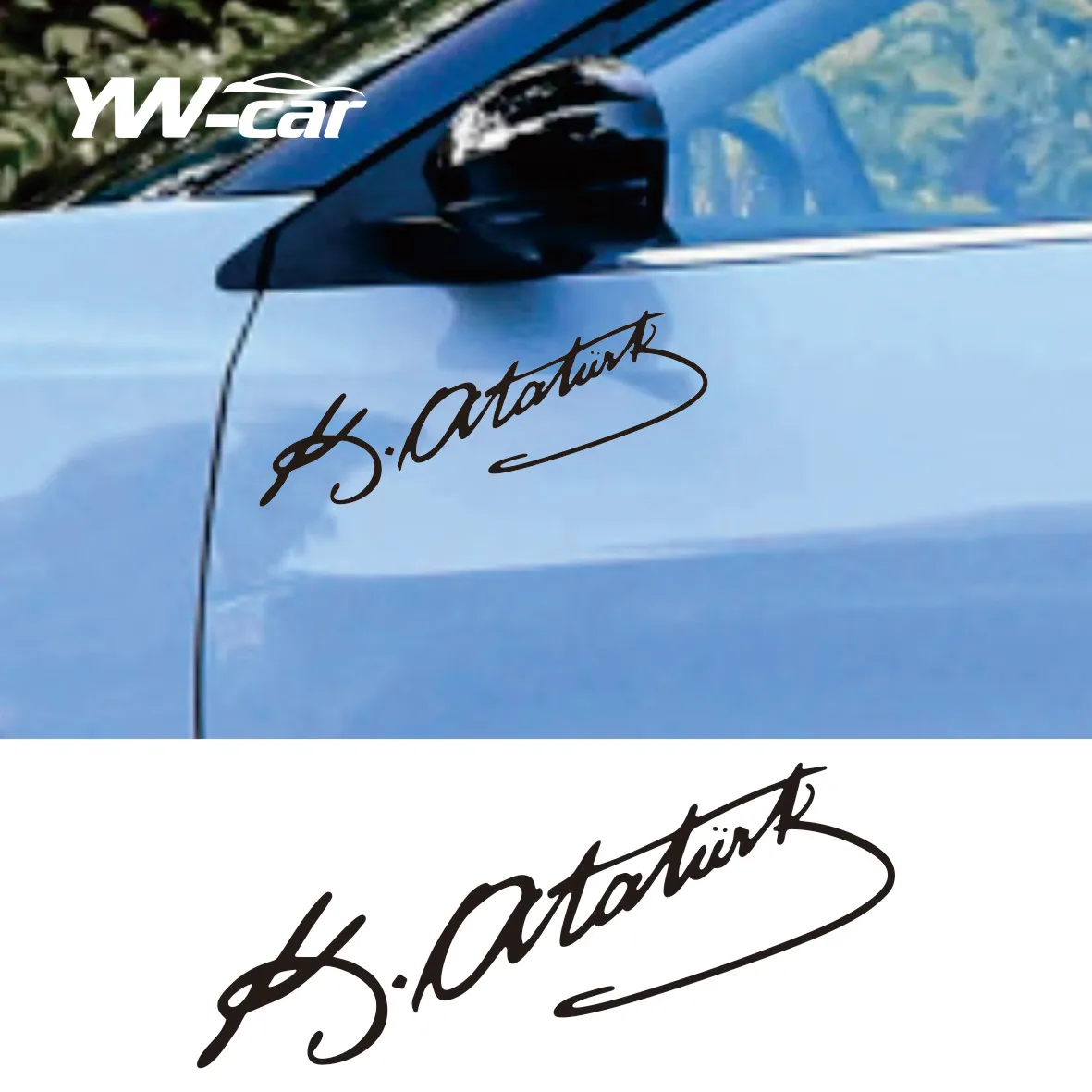 Personalized Mustafa Kemal Ataturk Signature Car Sticker - Waterproof, Sunscreen Vinyl Decal, 25cm*10cm