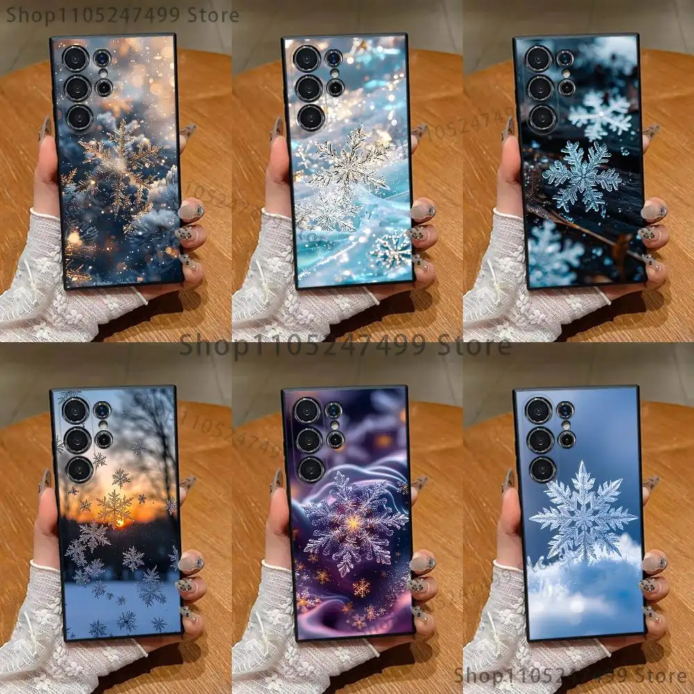 

Beautiful snowflakes Phone Case For Samsung S25,S24 Ultra,S20,S30 plus,S22 plus,S23,S30 Ultra 5G Silicone Black Shell