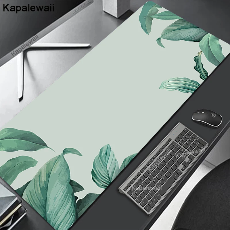 gmk cute large gaming mouse pad folhas verdes computador gamer tablet teclado mousepad company desk pads play mice mat 01